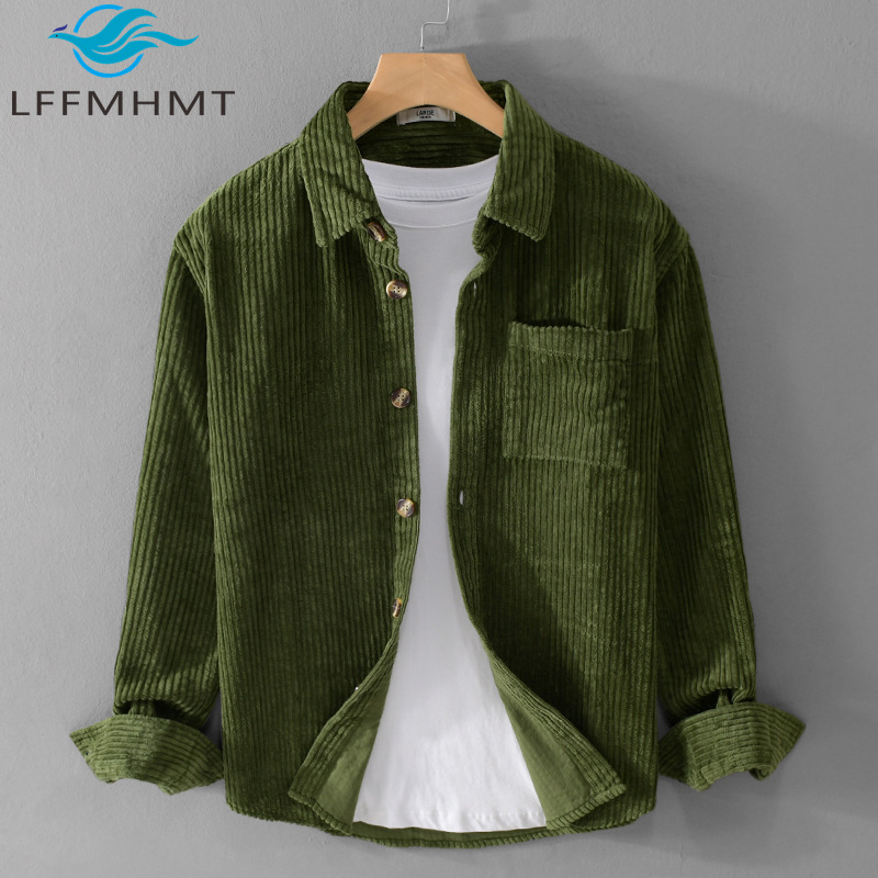 Corduroy Button Up Shirt Men - 2026 Nuova Camicia da Uomo in