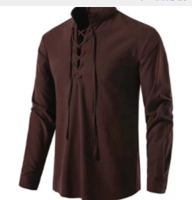 Medieval Gothic Lace Up Pirate Shirt - Camicia da Pirata per Uomo, Stile