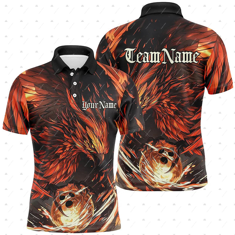 Short Sleeve Bowling Shirt Retro - Magliette Polo Personalizzate con Nome, Stampa