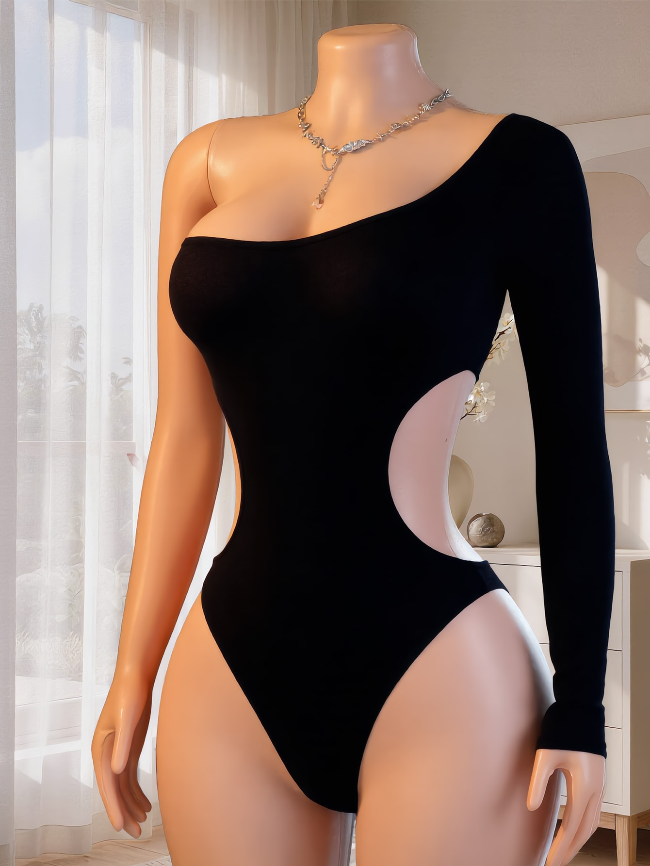 Underwear - Body da donna monospalla a maniche