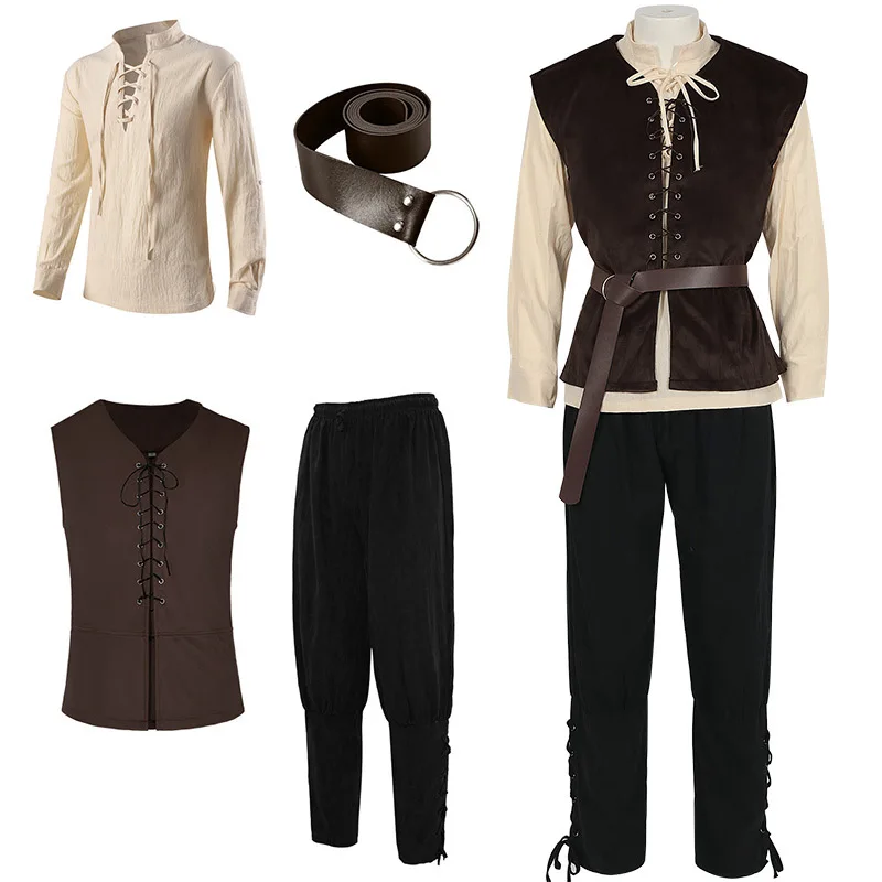 Medieval Gothic Lace Up Pirate Shirt - Camicie medievali Gotico Steampunk Vittoriano Pirata