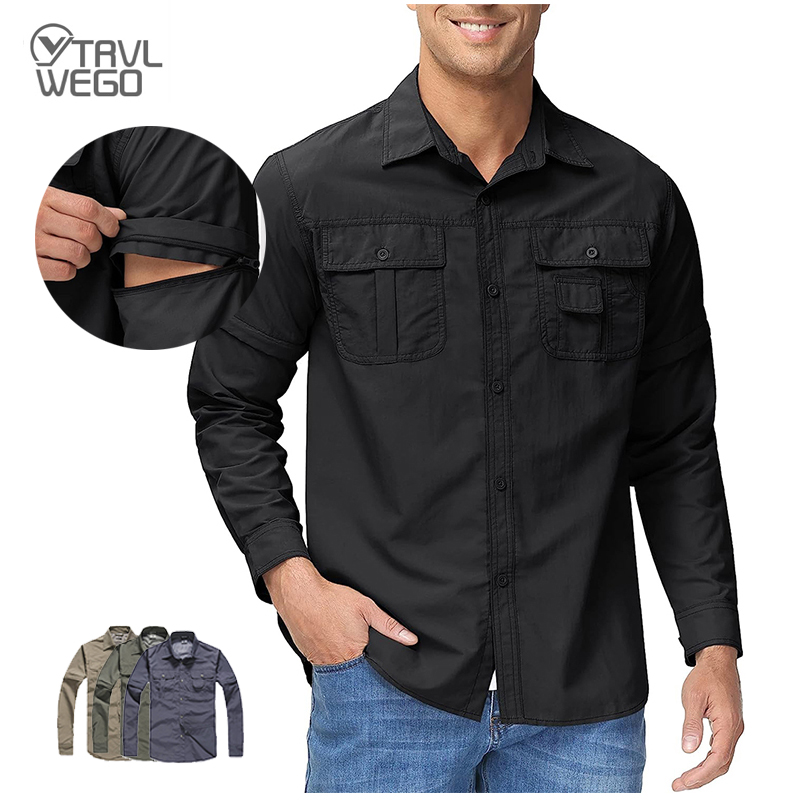 Tactical Military Shirt Cargo - TRVLWEGO Camicia da uomo Escursionismo Campeggio