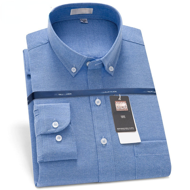 Oxford Cotton Casual Shirt Business - Camicia da uomo Oxford manica lunga