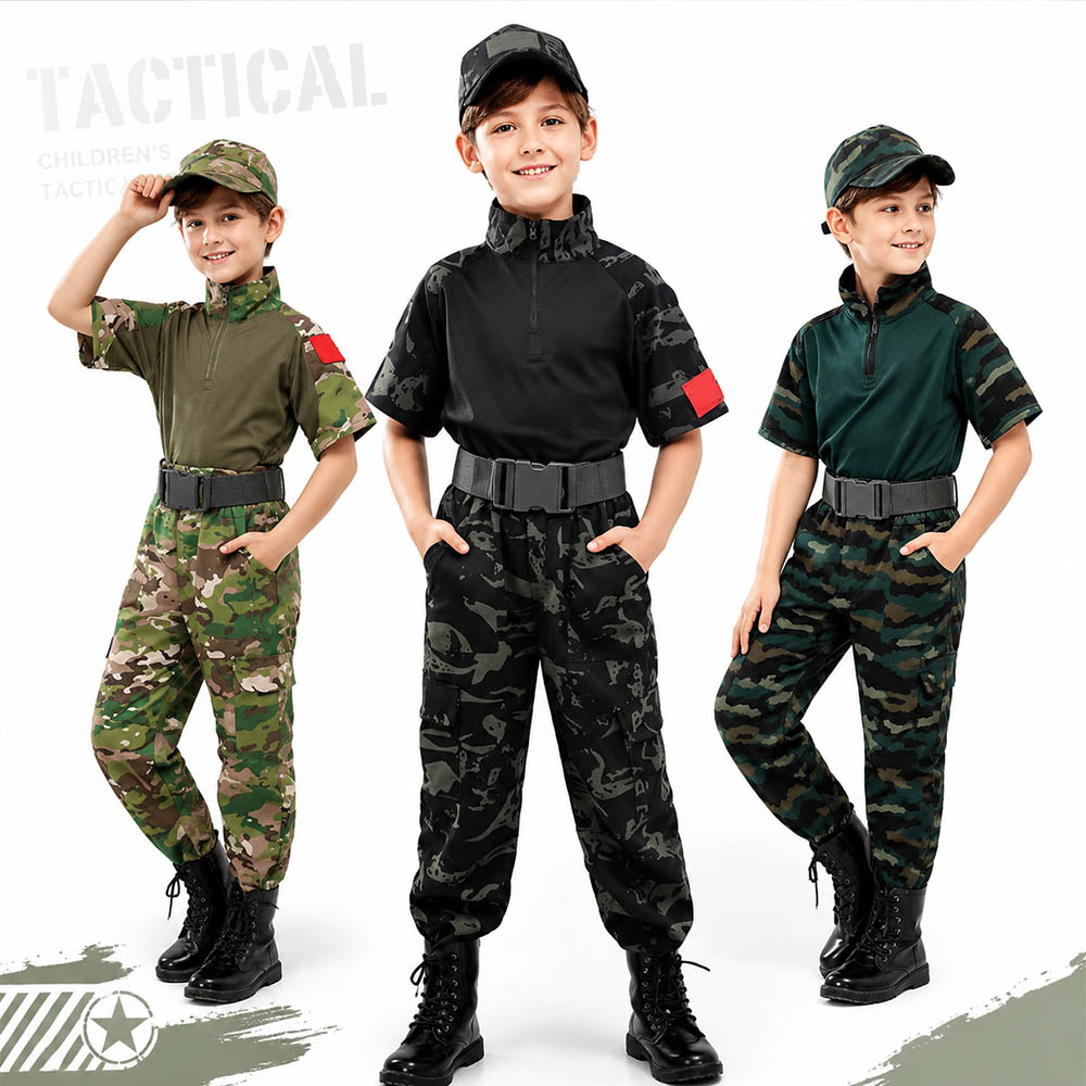 Tactical Military Shirt Cargo - Tuta mimetica tattica per bambini, t-shirt