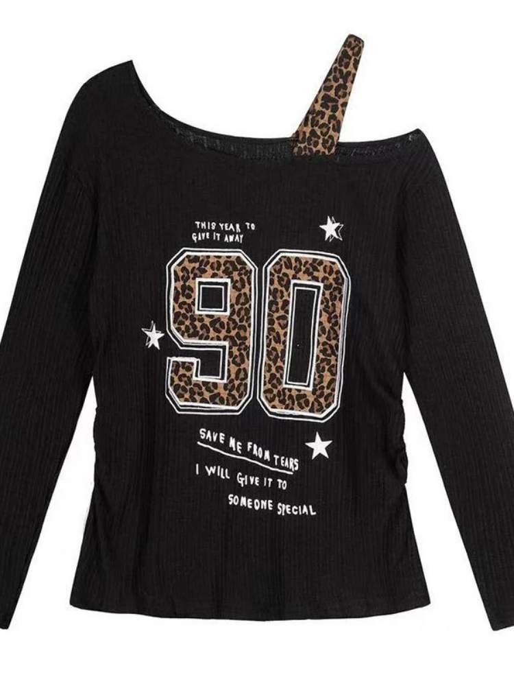 T-Shirts - T-Shirt con Stampa Leopardata Stile Y2K,