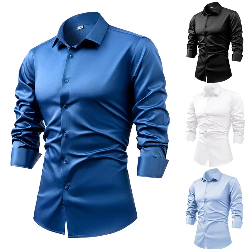 Mens Satin Silk Dress Shirt - 2025 Camicie eleganti da uomo a