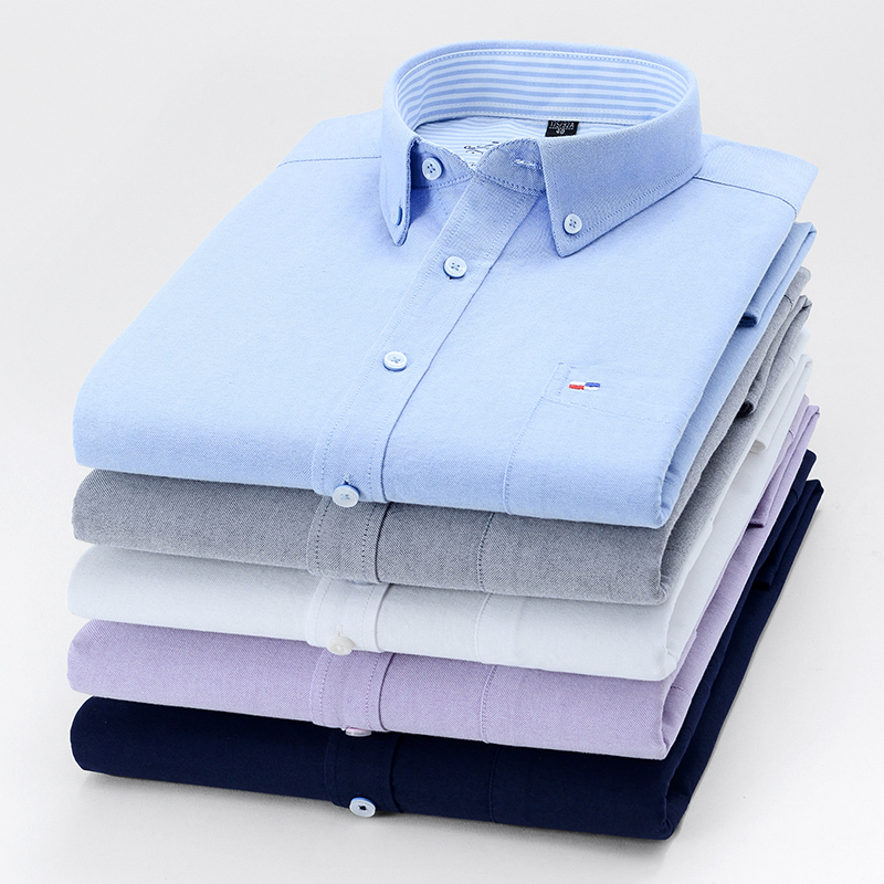 Oxford Cotton Casual Shirt Business - Camicie a quadri da uomo in