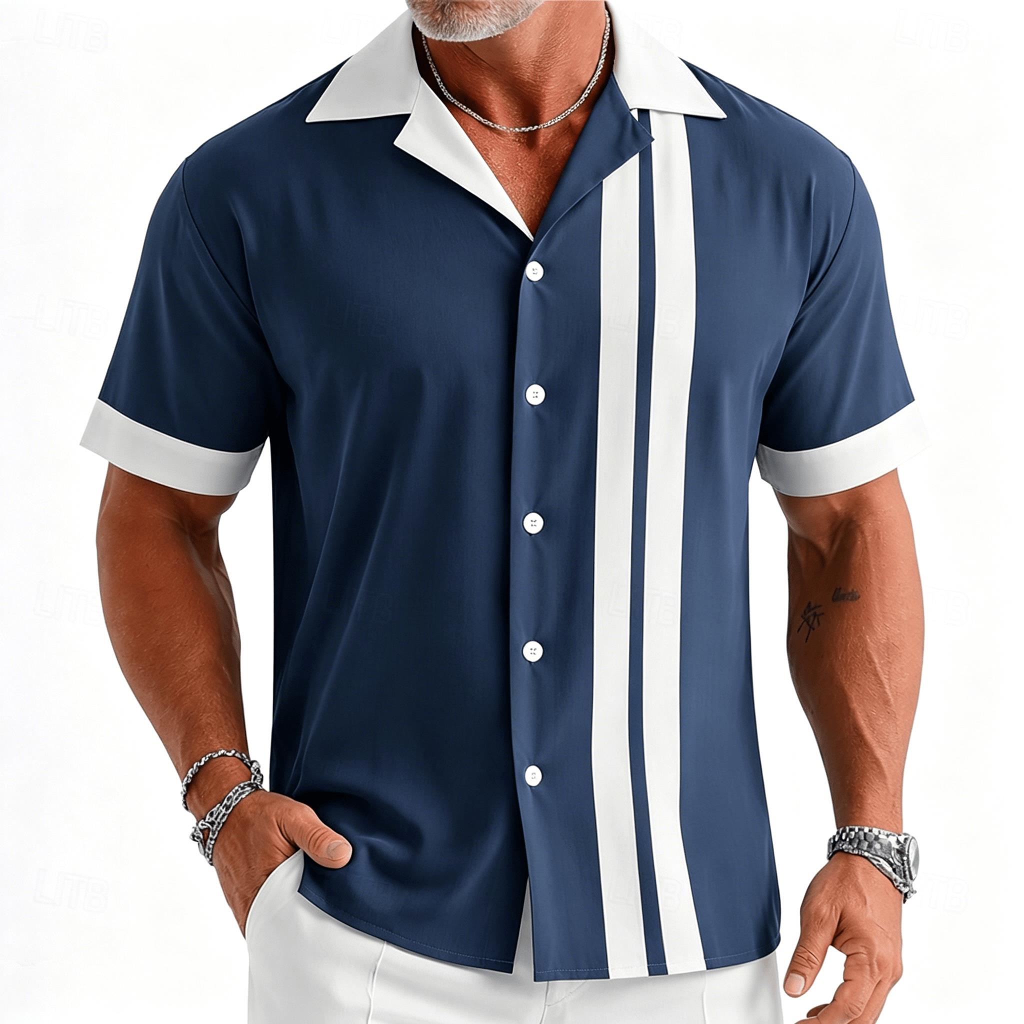 Short Sleeve Bowling Shirt Retro - Camicia da bowling vintage a maniche