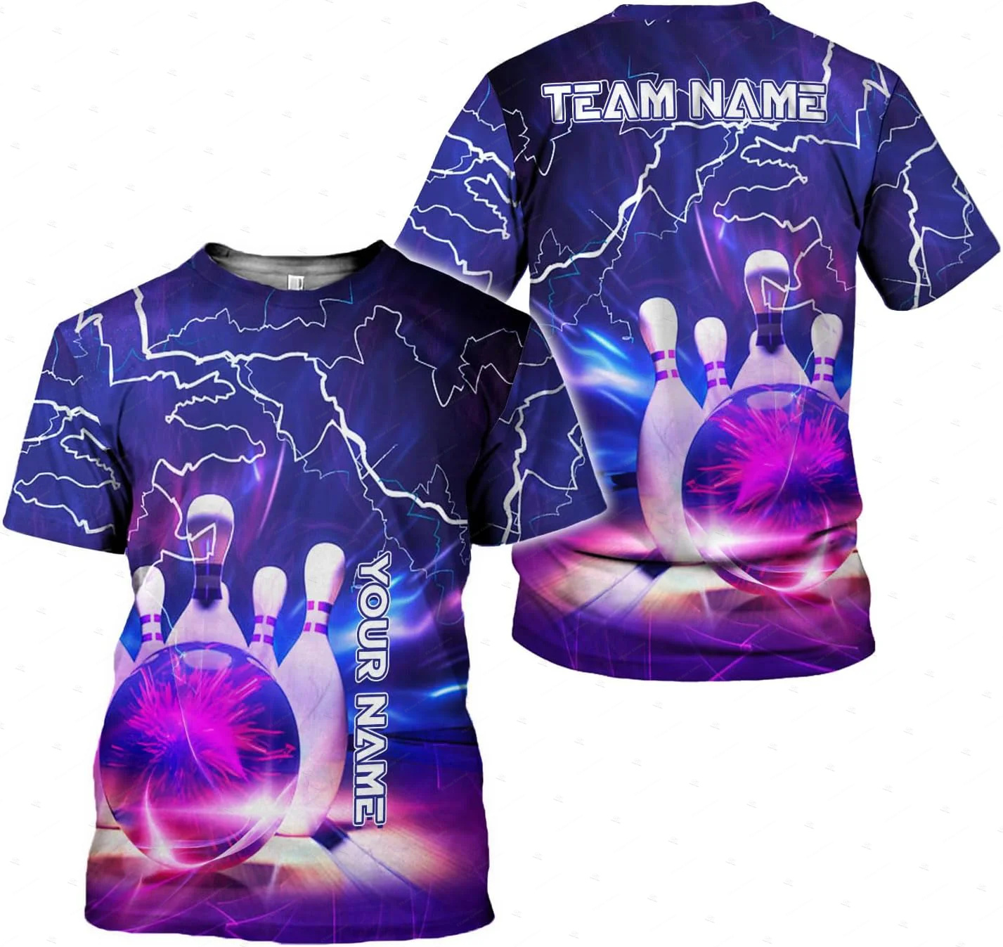Short Sleeve Bowling Shirt Retro - Nome personalizzato Gradiente Bowling Fiamma Graffiti