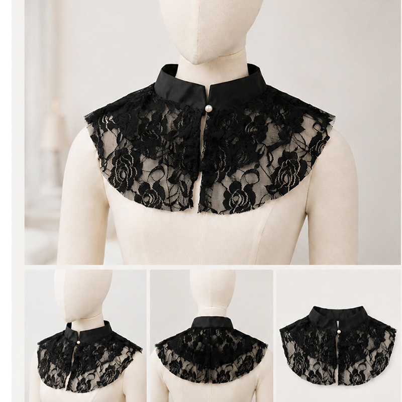 Shirts - Elegante Colletto Finto in Pizzo Floreale