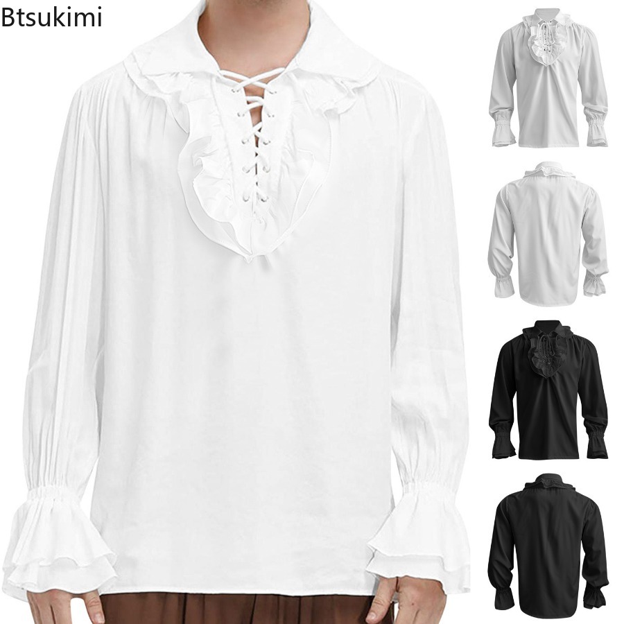 Medieval Gothic Lace Up Pirate Shirt - Camicia da pirata medievale rinascimentale da
