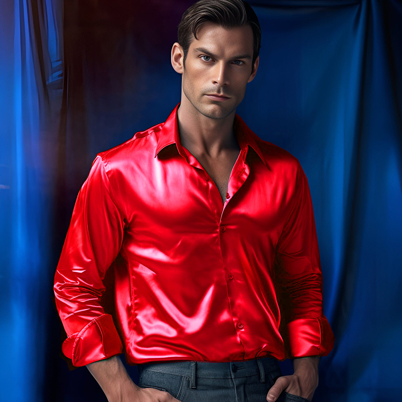 Camicie eleganti di lusso in r - Mens Satin Silk Dress Shirt recensione e prezzo