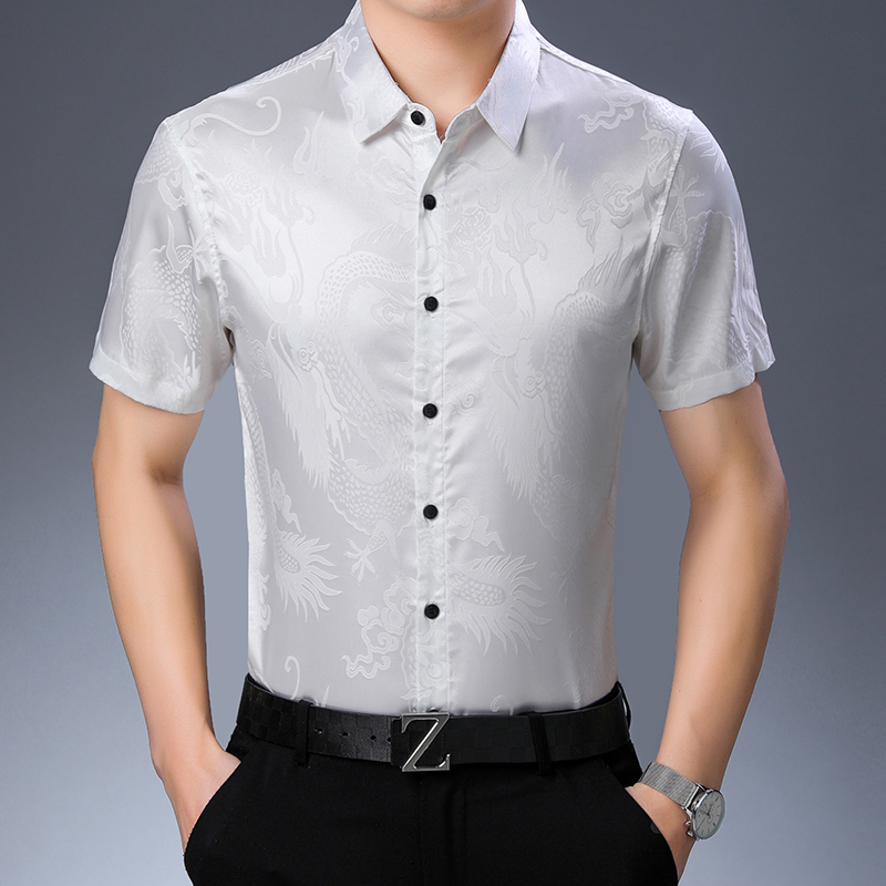 Mens di Modo Del Modello Camic - Mens Satin Silk Dress Shirt recensione e prezzo
