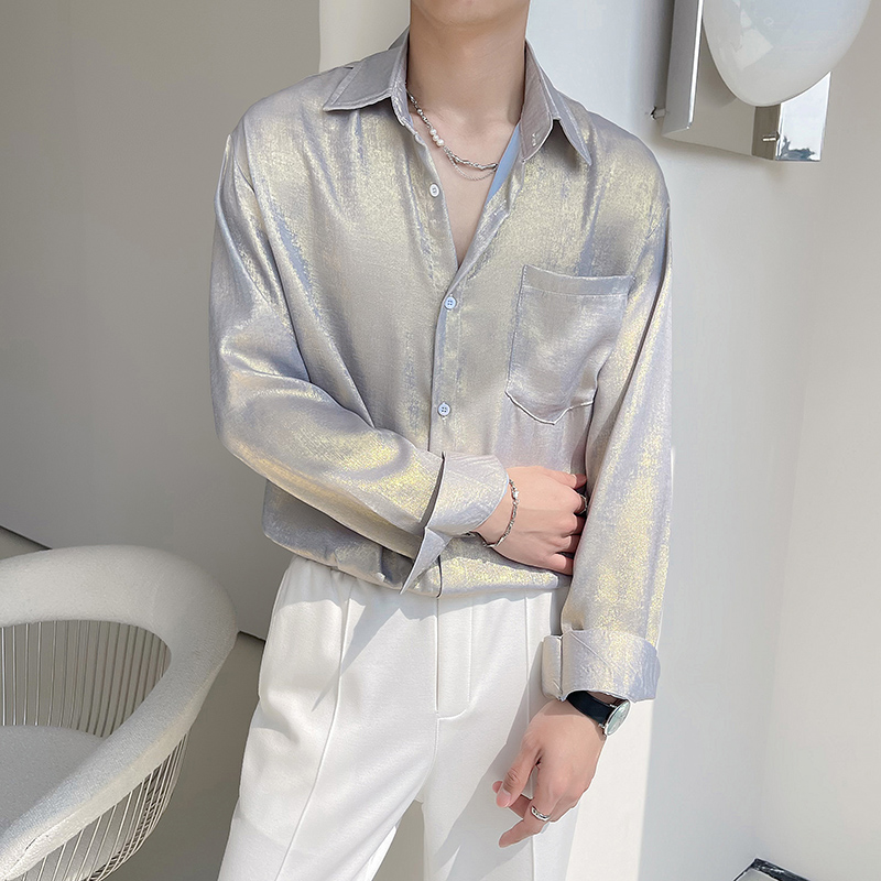 Camicie sexy in raso di seta p - Mens Satin Silk Dress Shirt recensione e prezzo