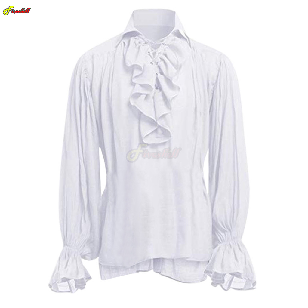 Mens Halloween Lace Up Pirate  - Medieval Gothic Lace Up Pirate Shirt recensione e prezzo