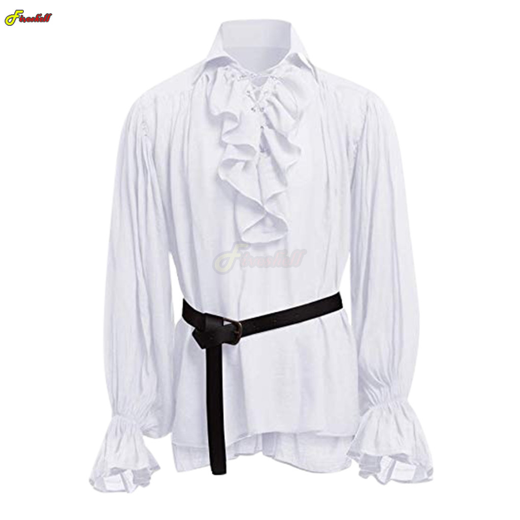 Mens Halloween Lace Up Pirate  - Medieval Gothic Lace Up Pirate Shirt recensione e prezzo