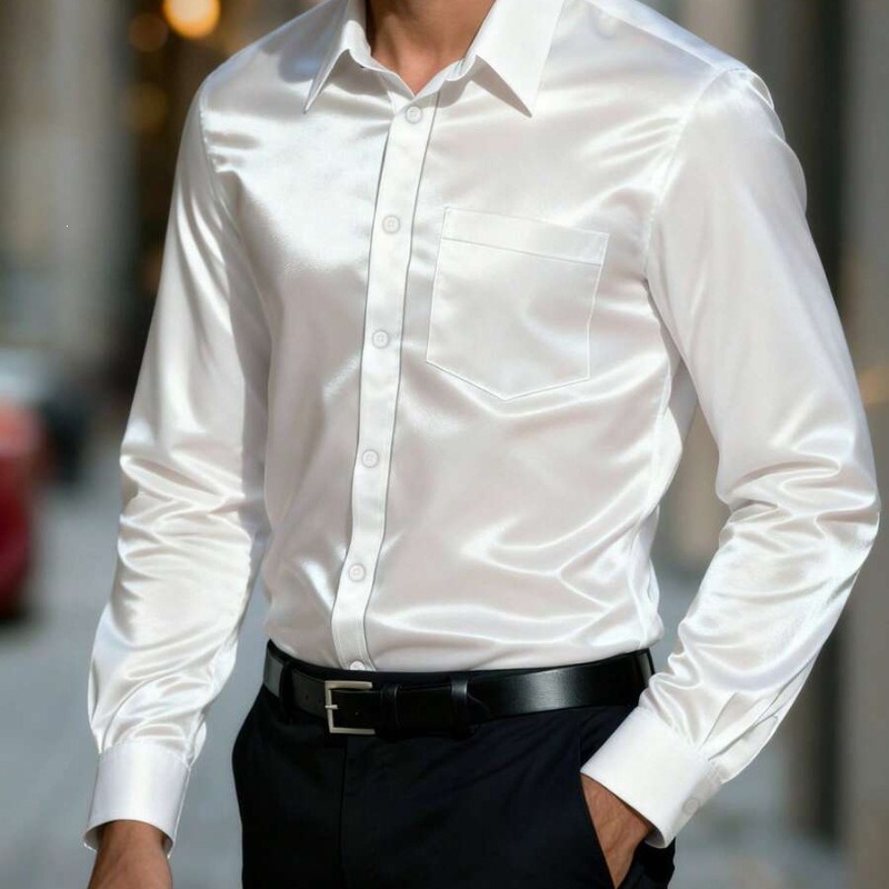Camicia da Uomo in Seta Satina - Mens Satin Silk Dress Shirt recensione e prezzo