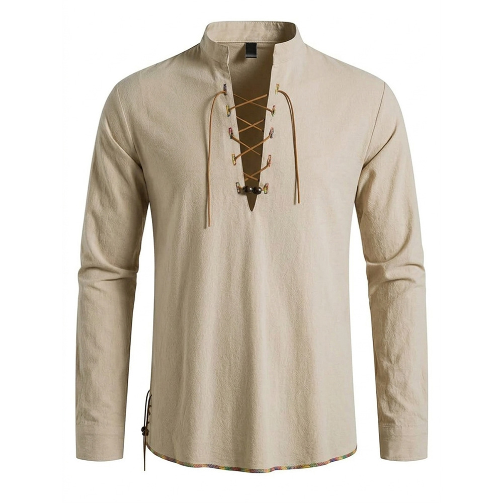 Camicia Medievale da Uomo con  - Medieval Gothic Lace Up Pirate Shirt recensione e prezzo