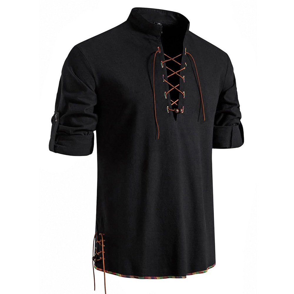Camicia Medievale da Uomo con  - Medieval Gothic Lace Up Pirate Shirt recensione e prezzo