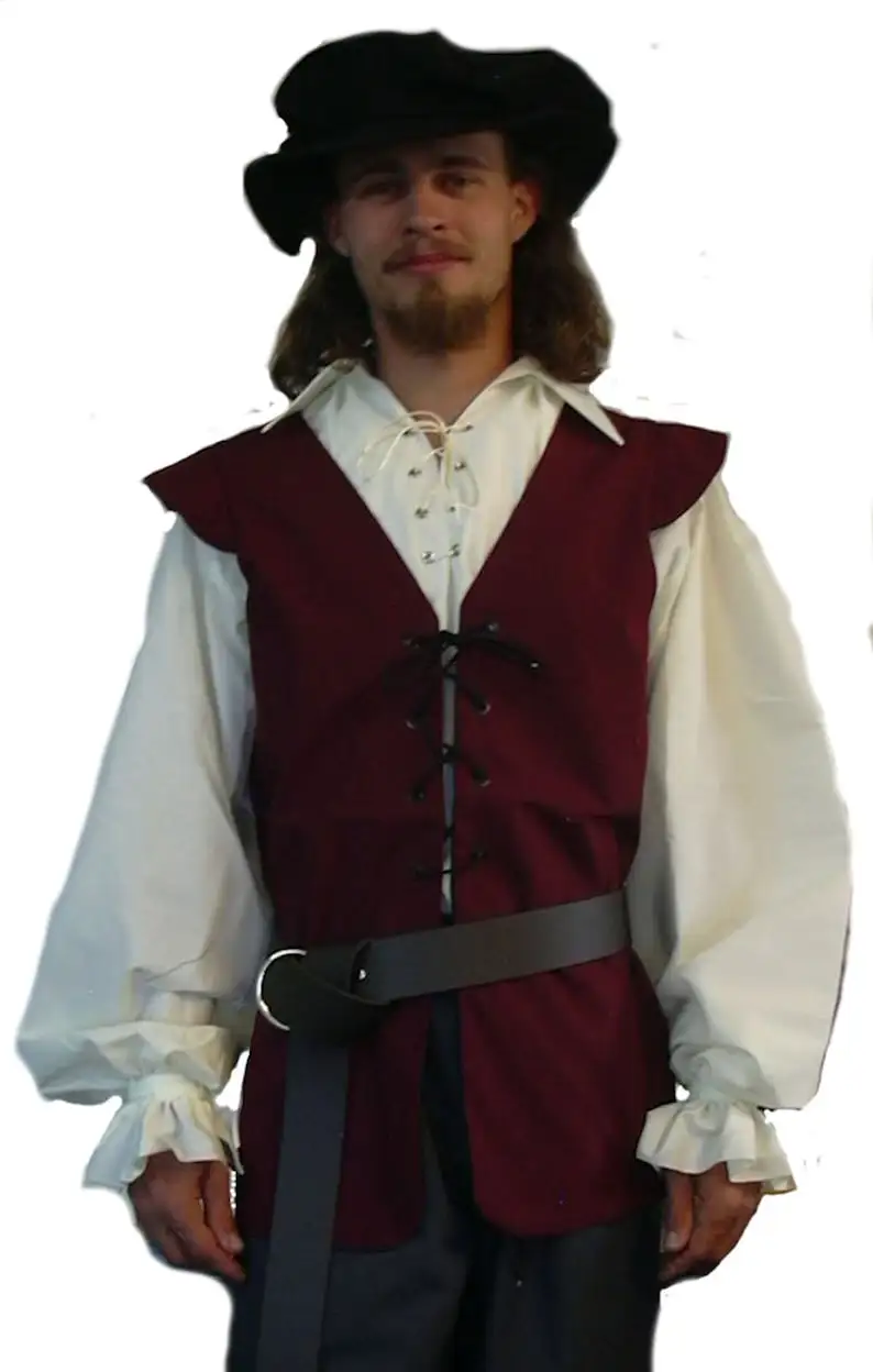 Camicie medievali increspate g - Medieval Gothic Lace Up Pirate Shirt recensione e prezzo
