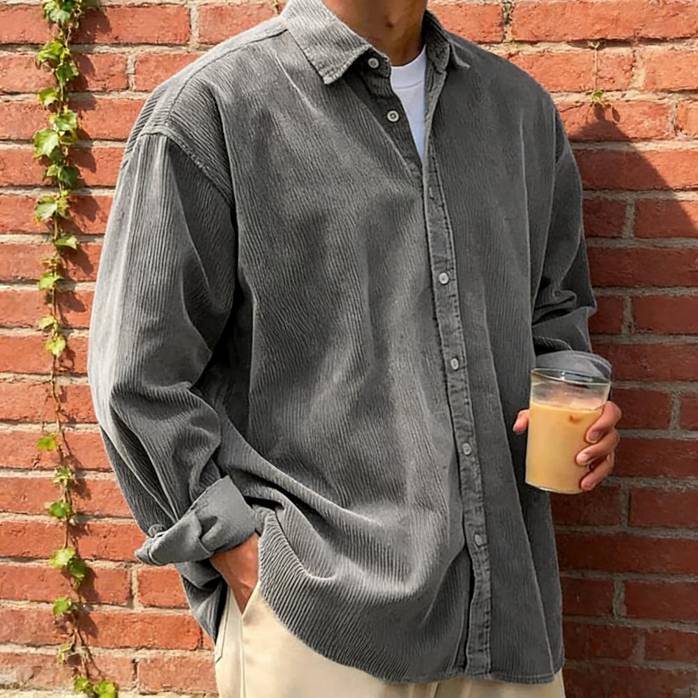 Nuova Camicia da Uomo in Vellu - Corduroy Button Up Shirt Men recensione e prezzo