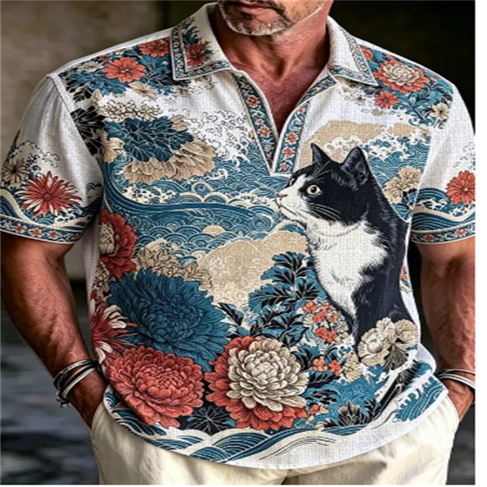 Polo a Maniche Corte da Uomo,  - Vintage Hawaiian Floral Shirt recensione e prezzo