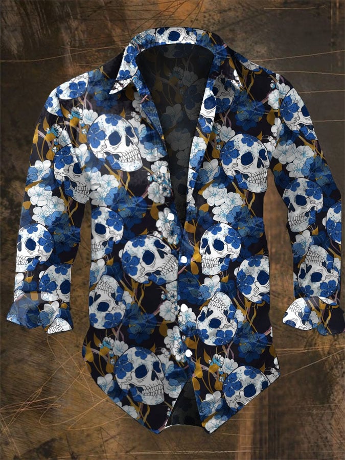 Halloween uomo Dark Skull Prin - Vintage Hawaiian Floral Shirt recensione e prezzo