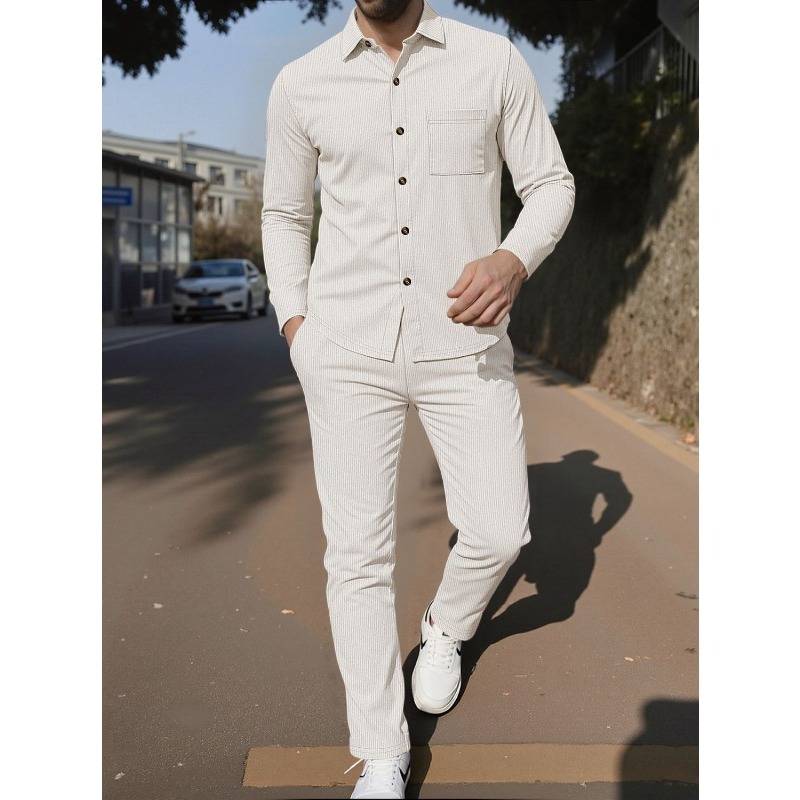 Completo da Uomo in Velluto a  - Corduroy Button Up Shirt Men recensione e prezzo
