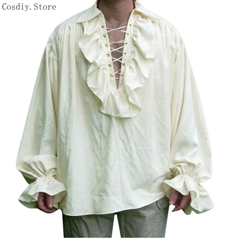 S-5XL Pirata medievale Costume - Medieval Gothic Lace Up Pirate Shirt recensione e prezzo
