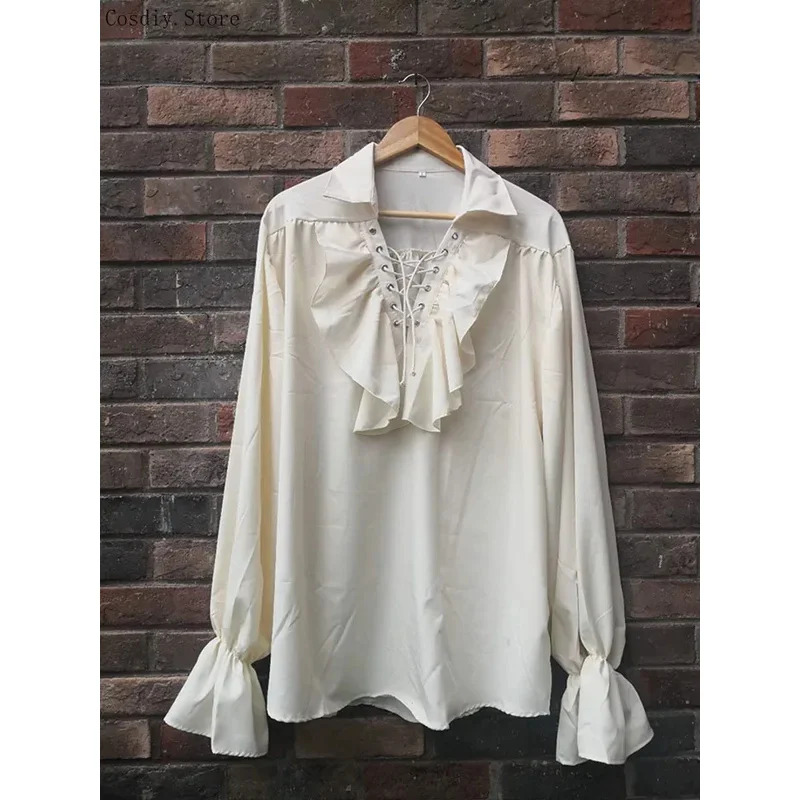 S-5XL Pirata medievale Costume - Medieval Gothic Lace Up Pirate Shirt recensione e prezzo