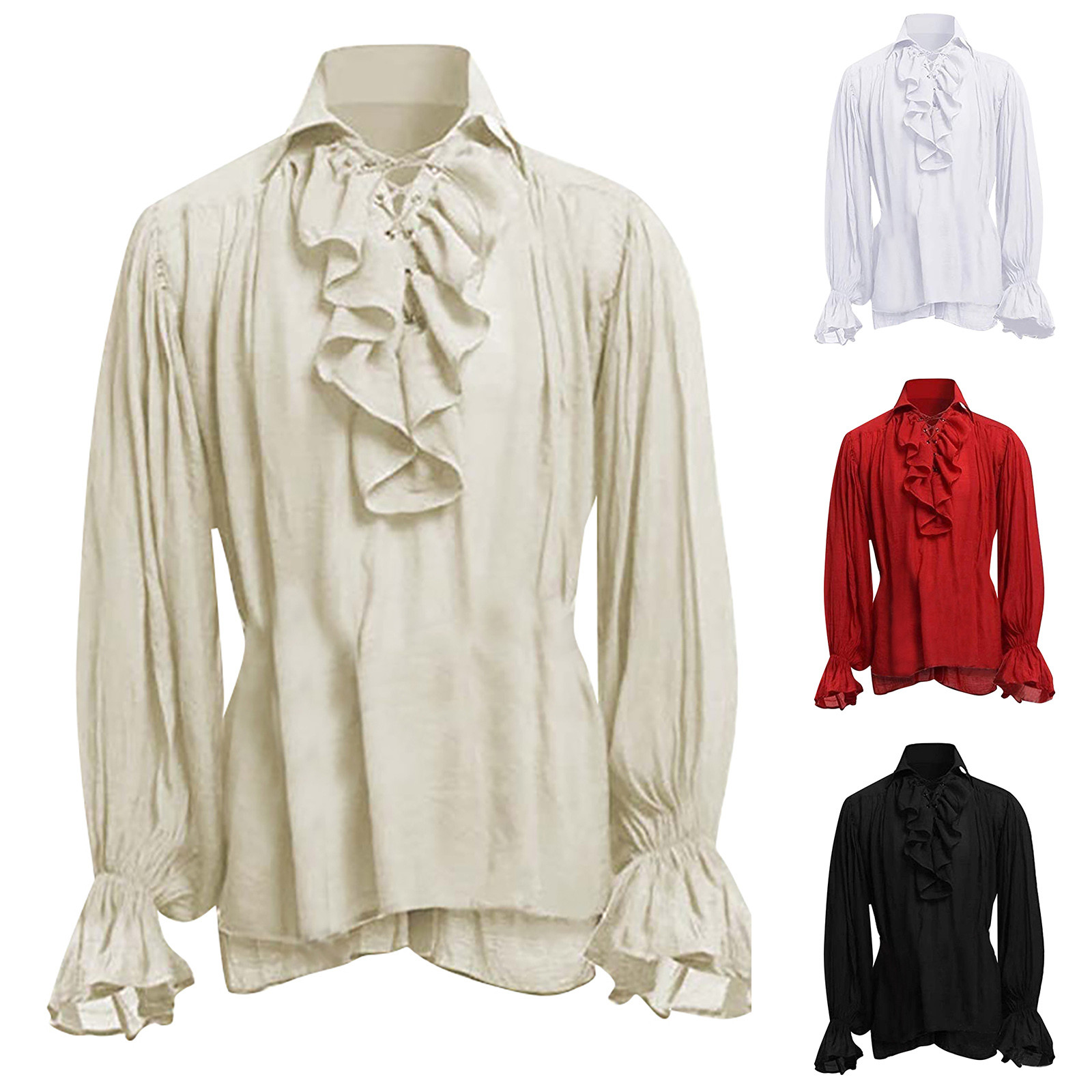 Camicia da pirata con lacci pe - Medieval Gothic Lace Up Pirate Shirt recensione e prezzo