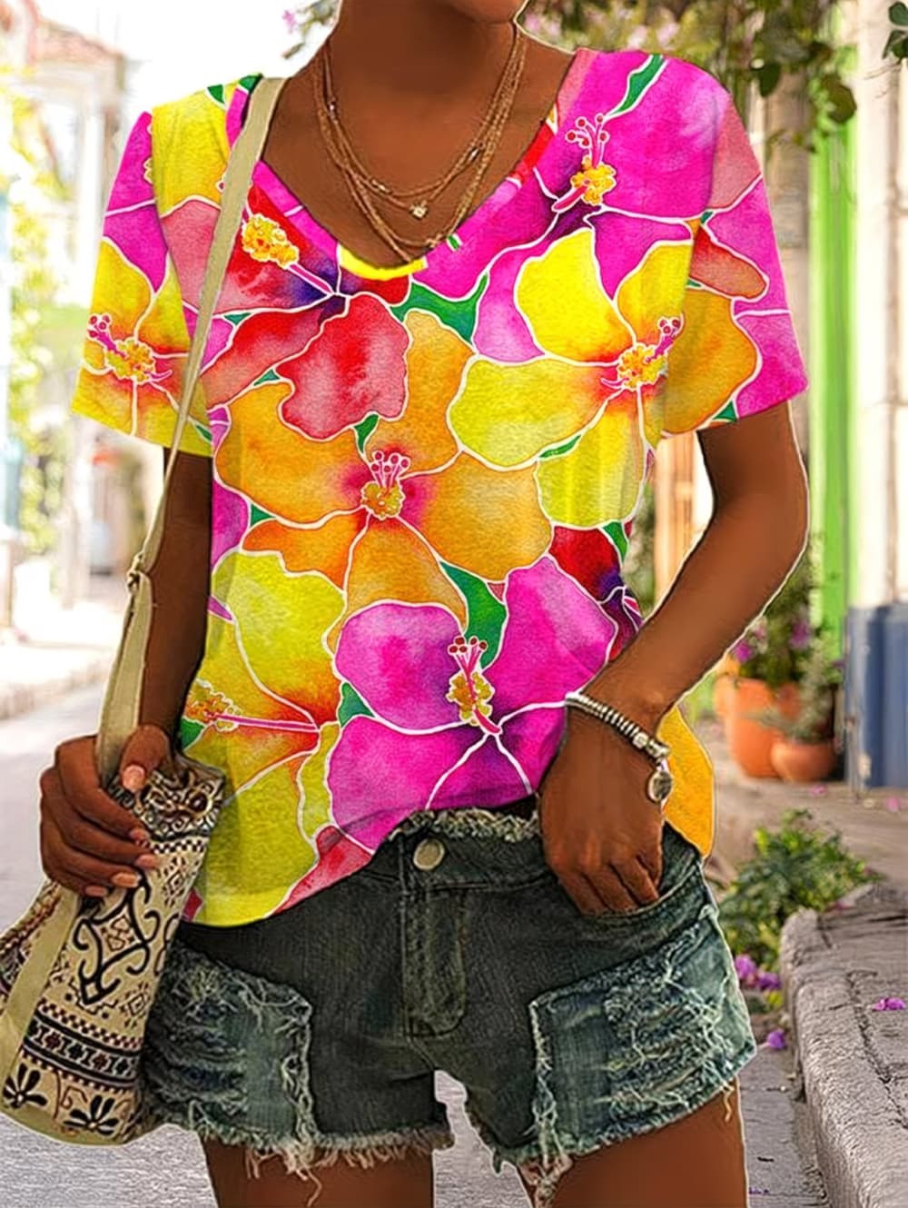 T-shirt Estiva da Donna con St - Vintage Hawaiian Floral Shirt recensione e prezzo