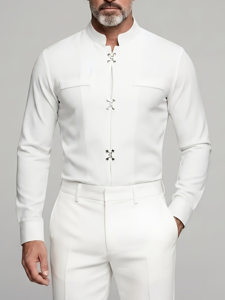 Camicia di Lusso da Uomo con C - Mandarin Collar Formal Shirt Slim Fit recensione e prezzo