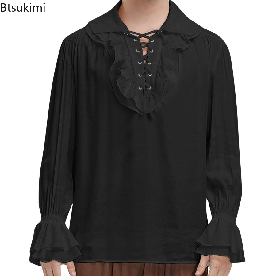 Camicia da pirata medievale ri - Medieval Gothic Lace Up Pirate Shirt recensione e prezzo